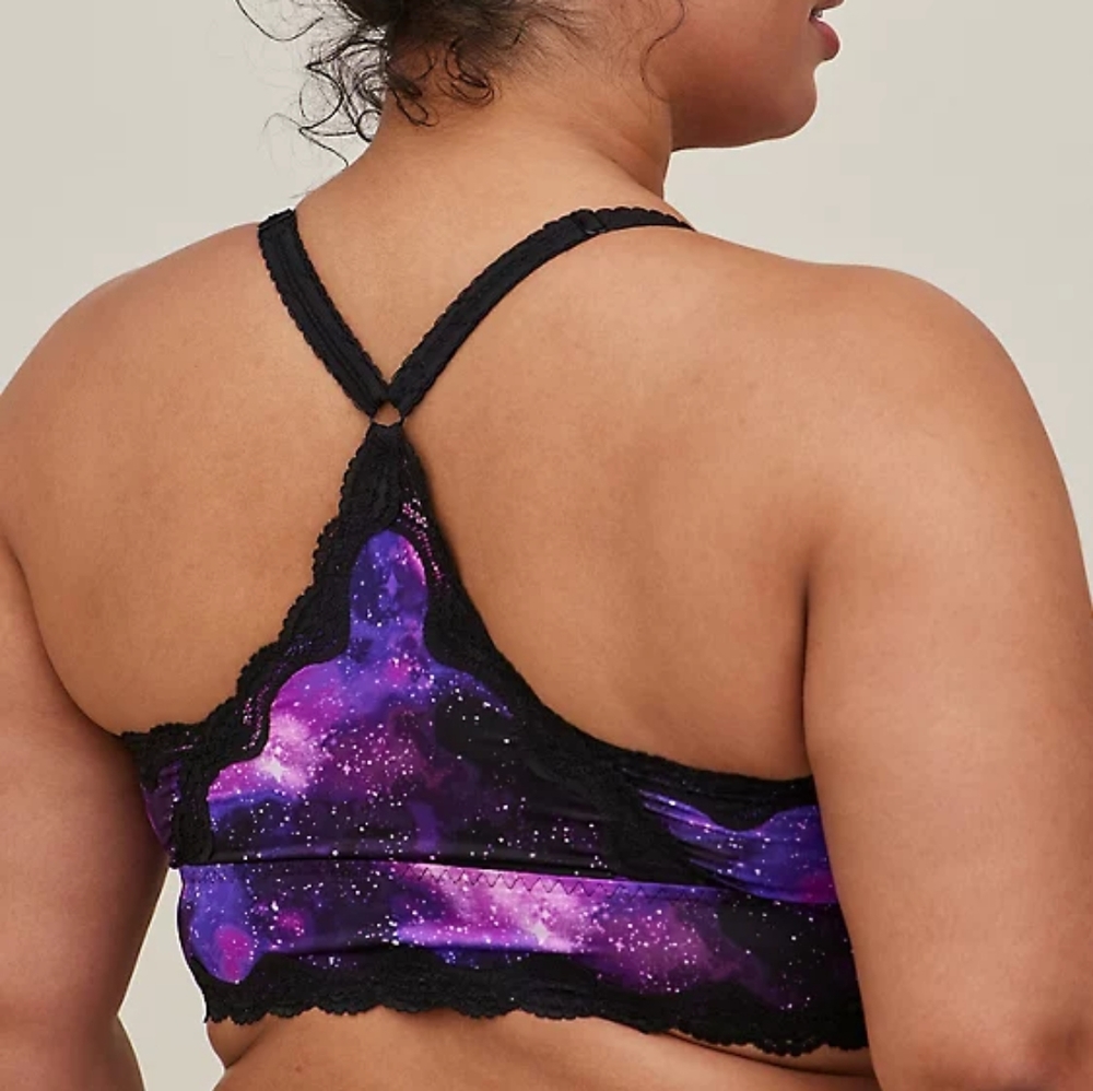 🎊UNLINED MICROFIBER WITH LACE TRIM PRINTED BRALETTE - Picture 2 of 3